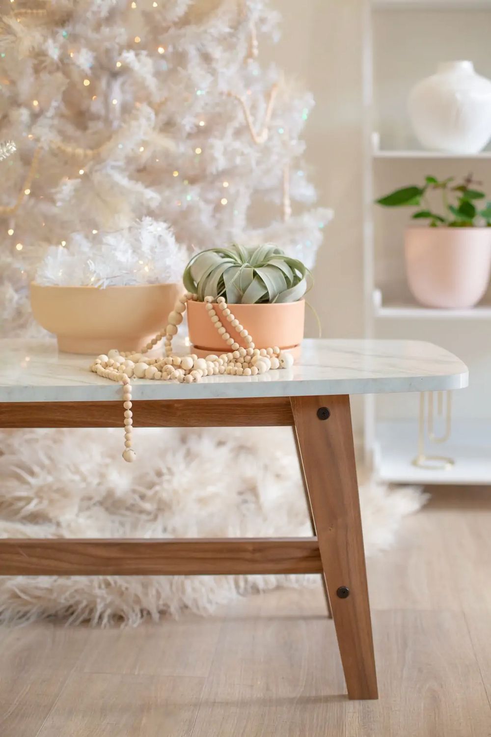 diy holzperlen weihnachtsgirlande ideen