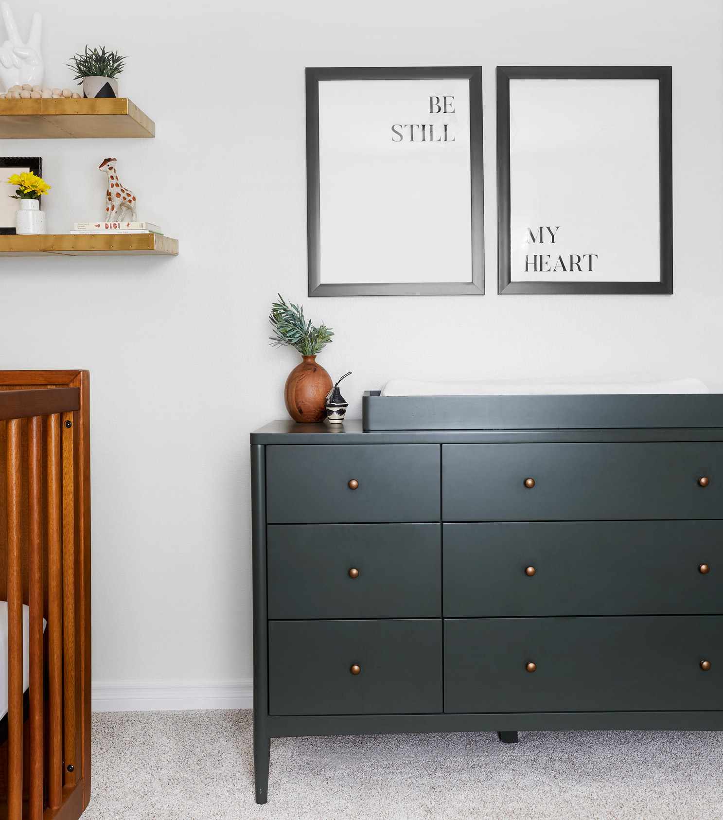 dresser with changing table on top