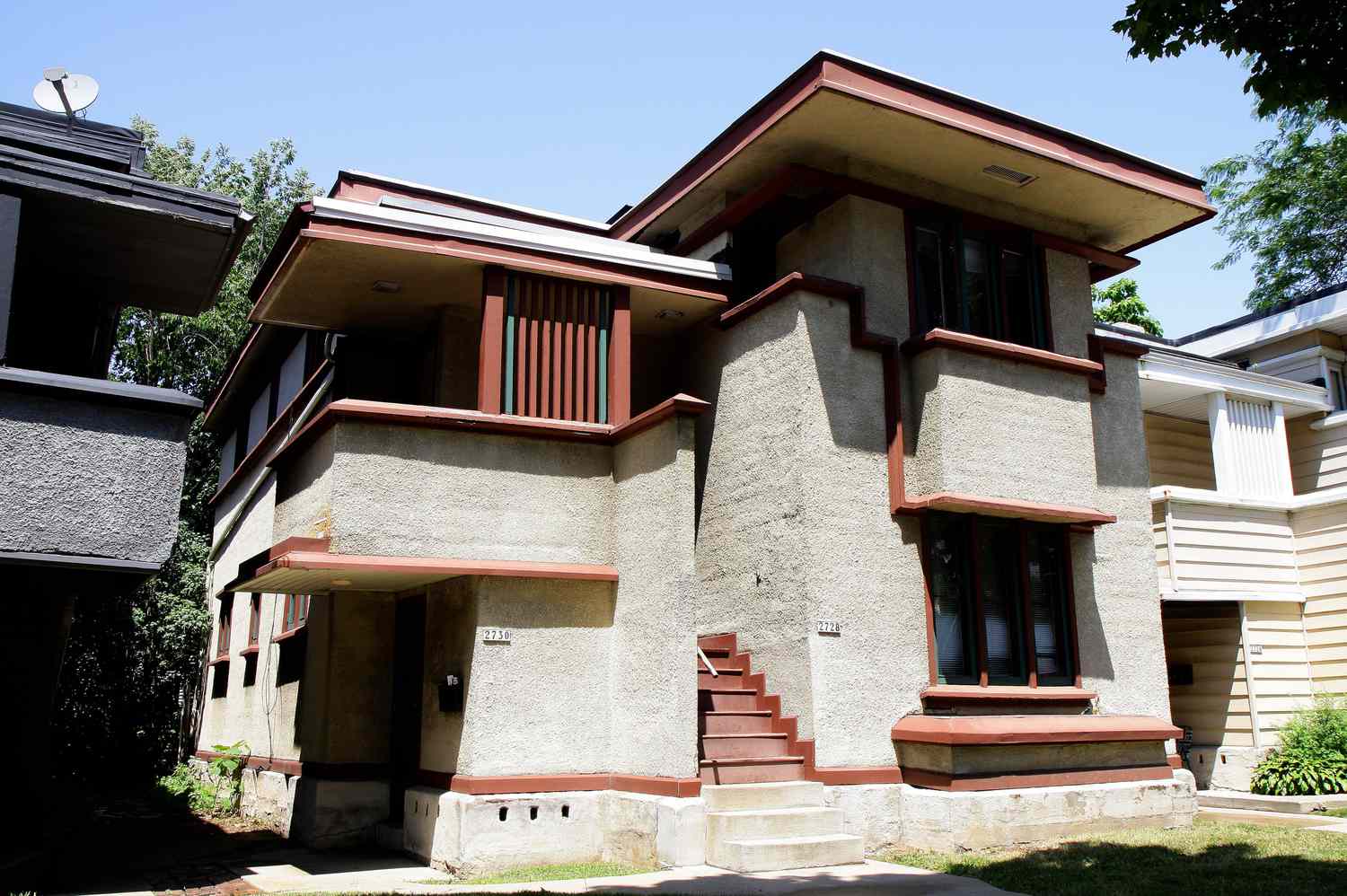 Frank Lloyd Wright entwarf eine Maisonette-Wohnung, ein amerikanisches Systemhaus in Milwaukee, Wisconsin