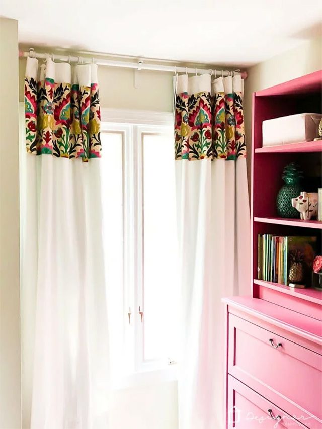 Weiße DIY-Vorhänge mit Blumenstoff