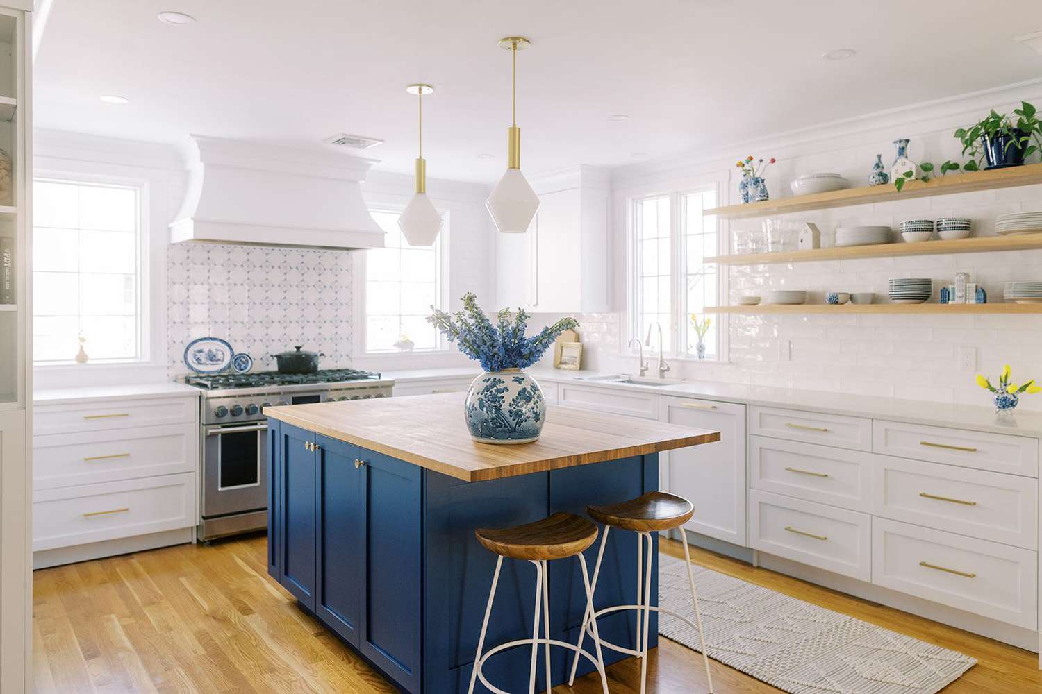 royal blue farmhouse kitchen island cabinets