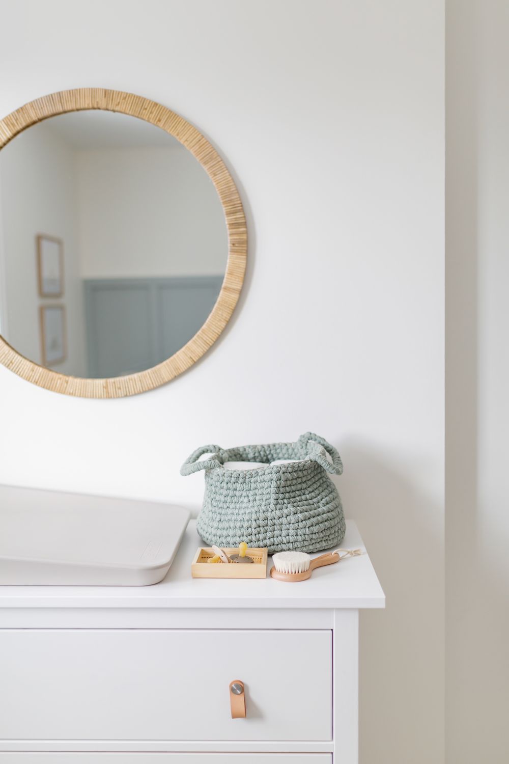 organize top of nursery dresser