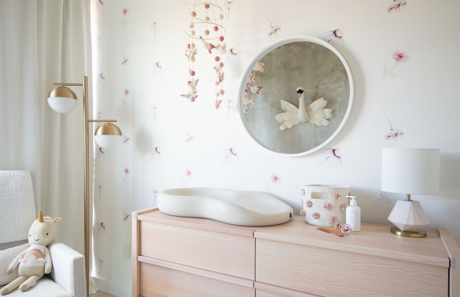 organize top of nursery dresser