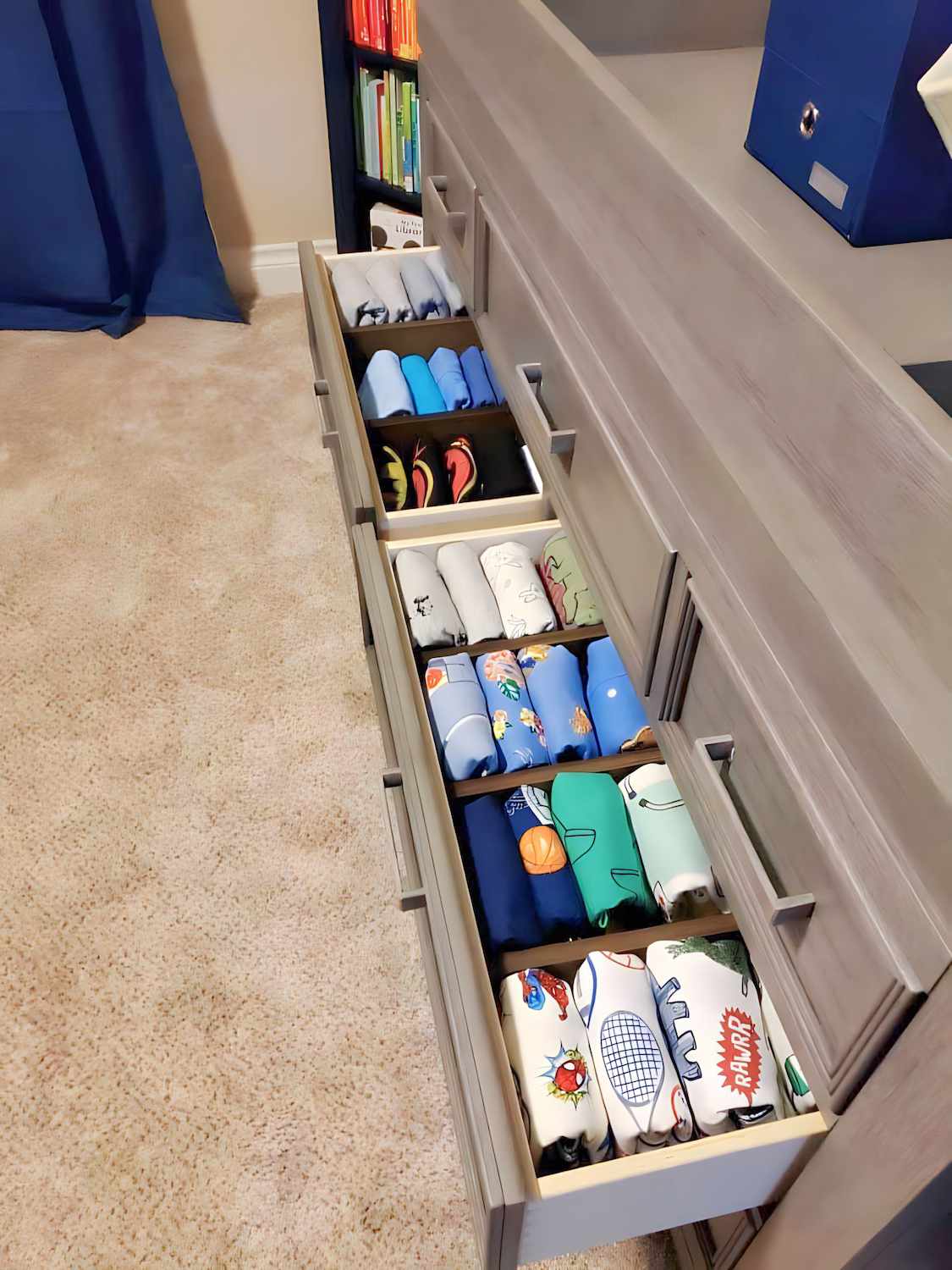 organize nursery dresser