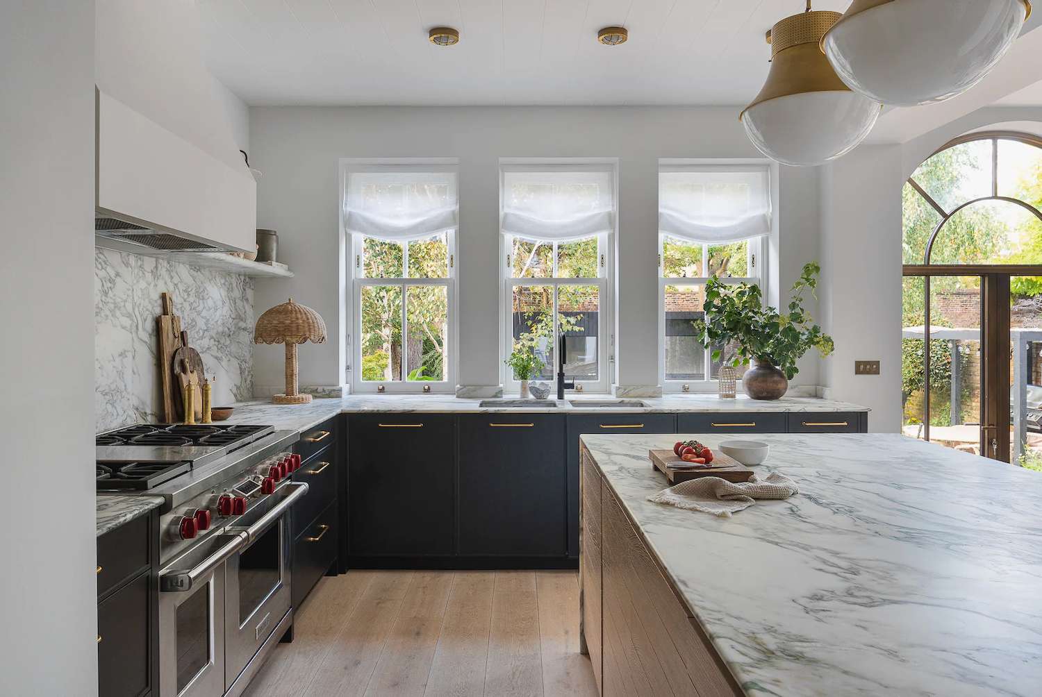farmhouse navy blue kitchen cabinets