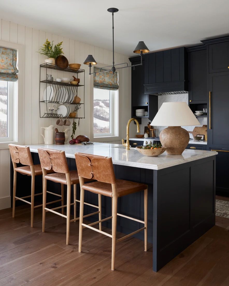 deep blue farmhouse kitchen cabinets