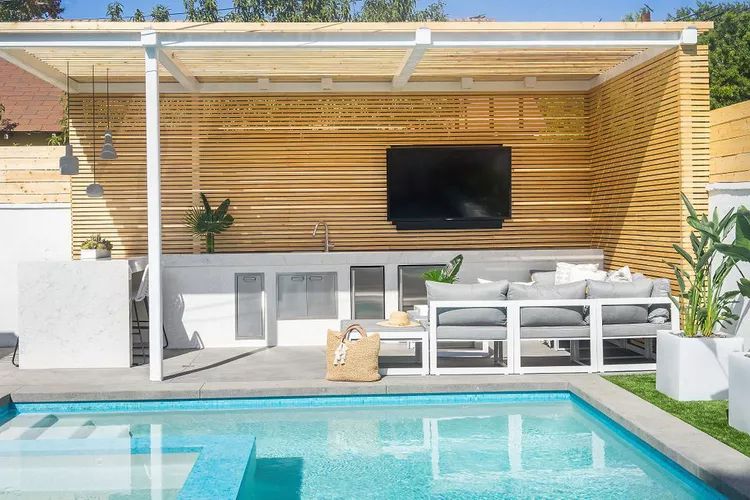 Coole Hinterhof Pool Cabana Ideen