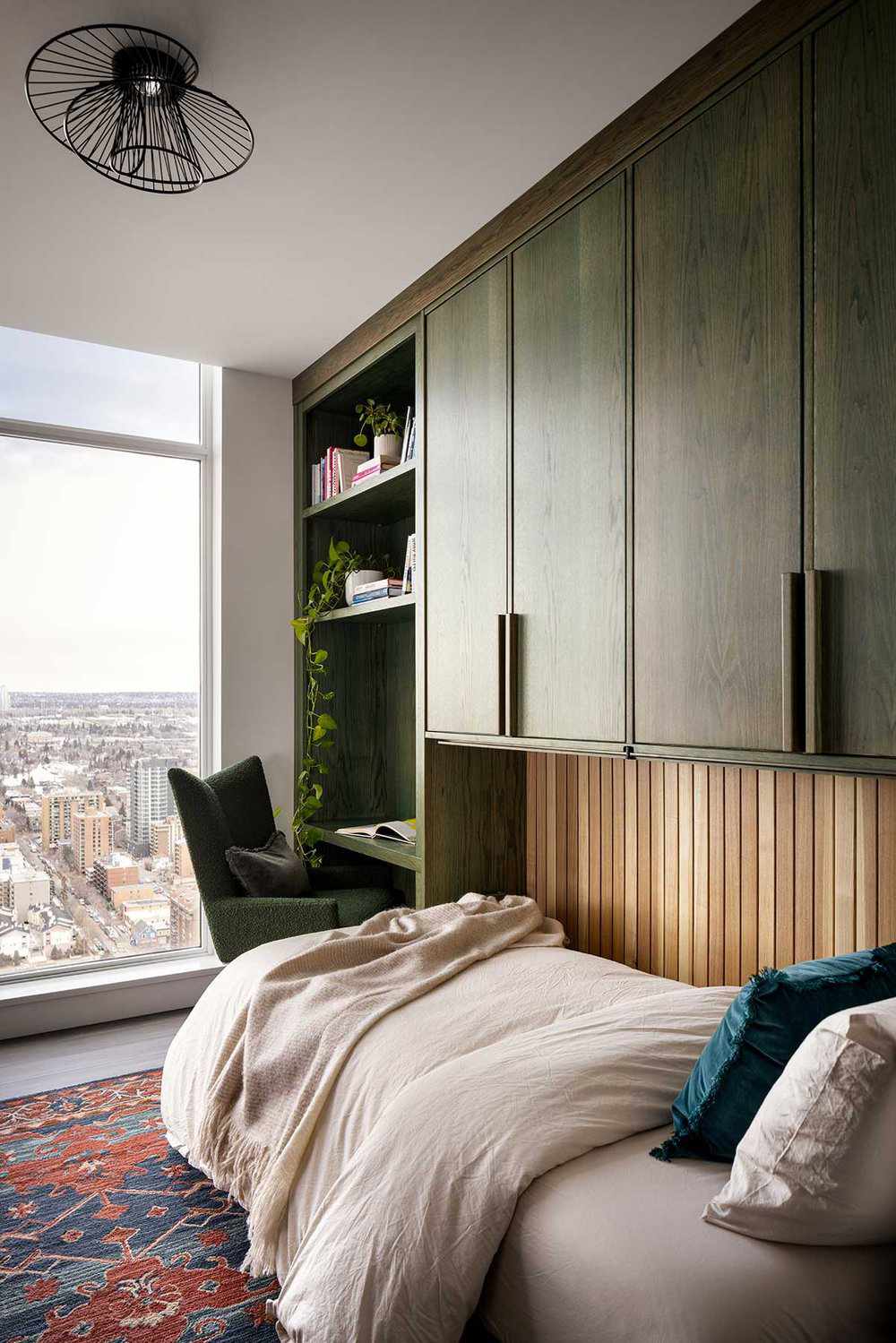 rectangular bedroom layout with murphy bed ideas