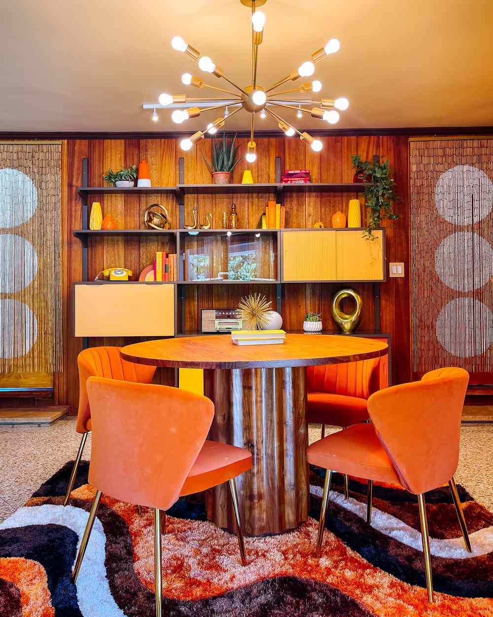 colorful midcentury modern dining room