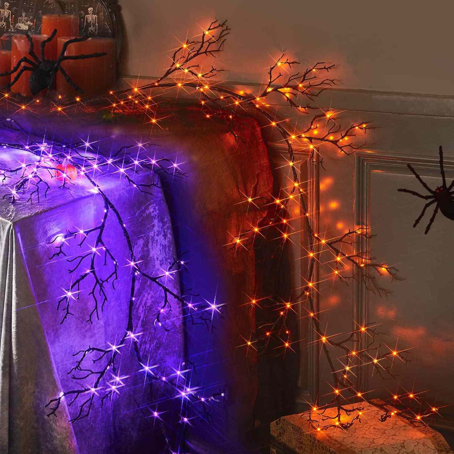 15 unterschätzte Amazon -Halloween -Dekorationen für Ihre Veranda, alle unter 50 US -Dollar 4 Ein Paar lila und orangefarbene, verzweigte leichte Girlanden