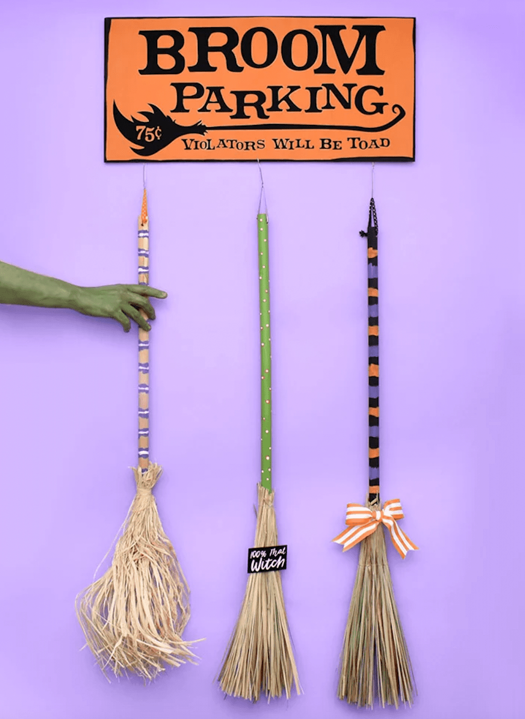 broom parking decor and sign