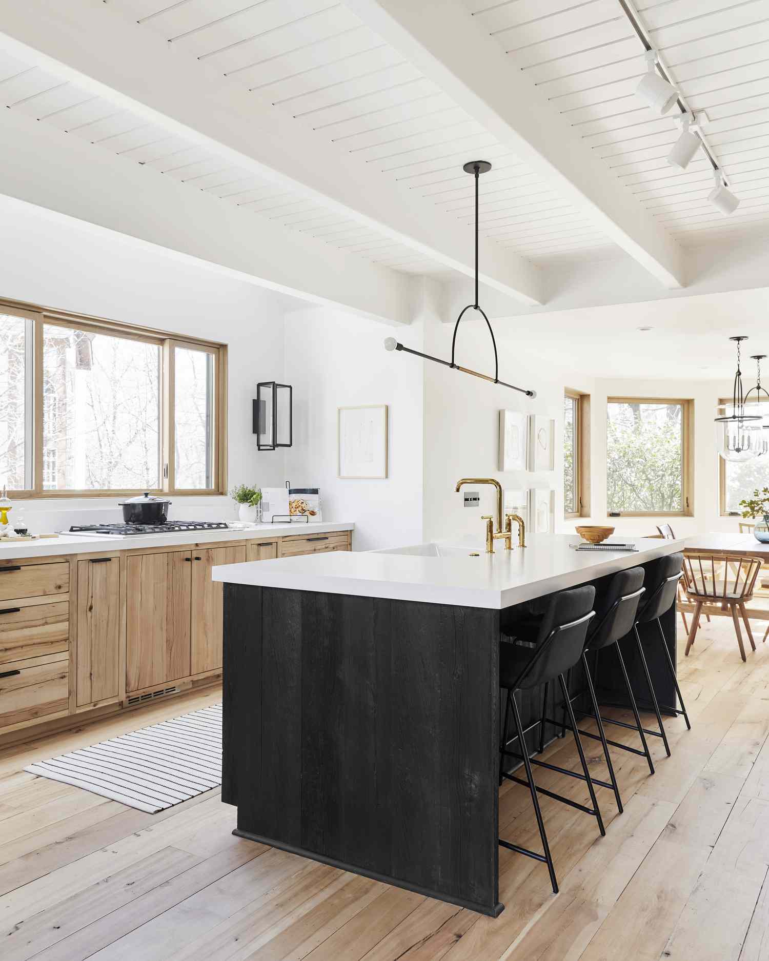 Black wood kitchen island