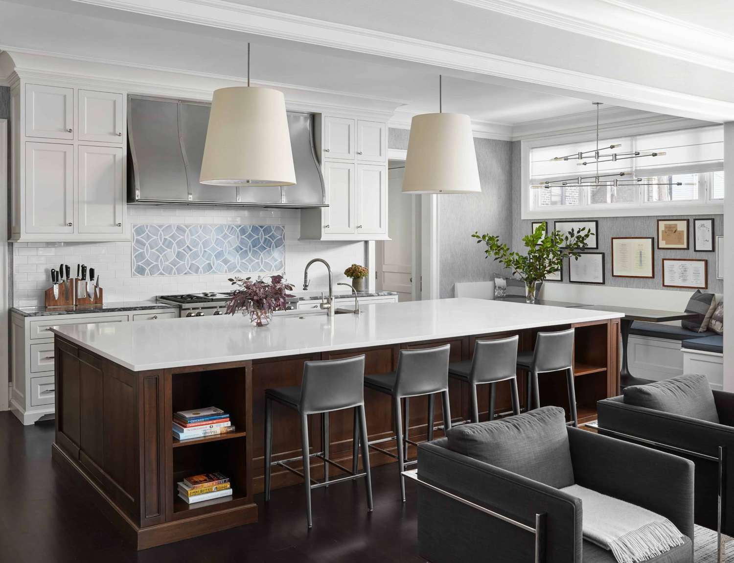 A large kitchen island