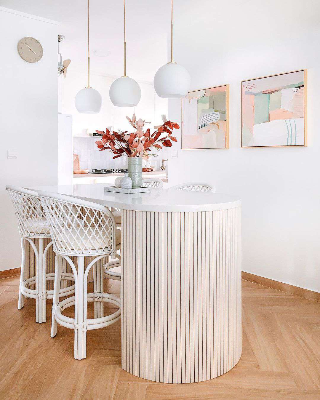 All white kitchen island