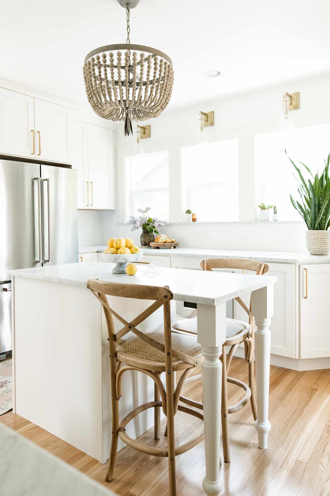 A small white kitchen island