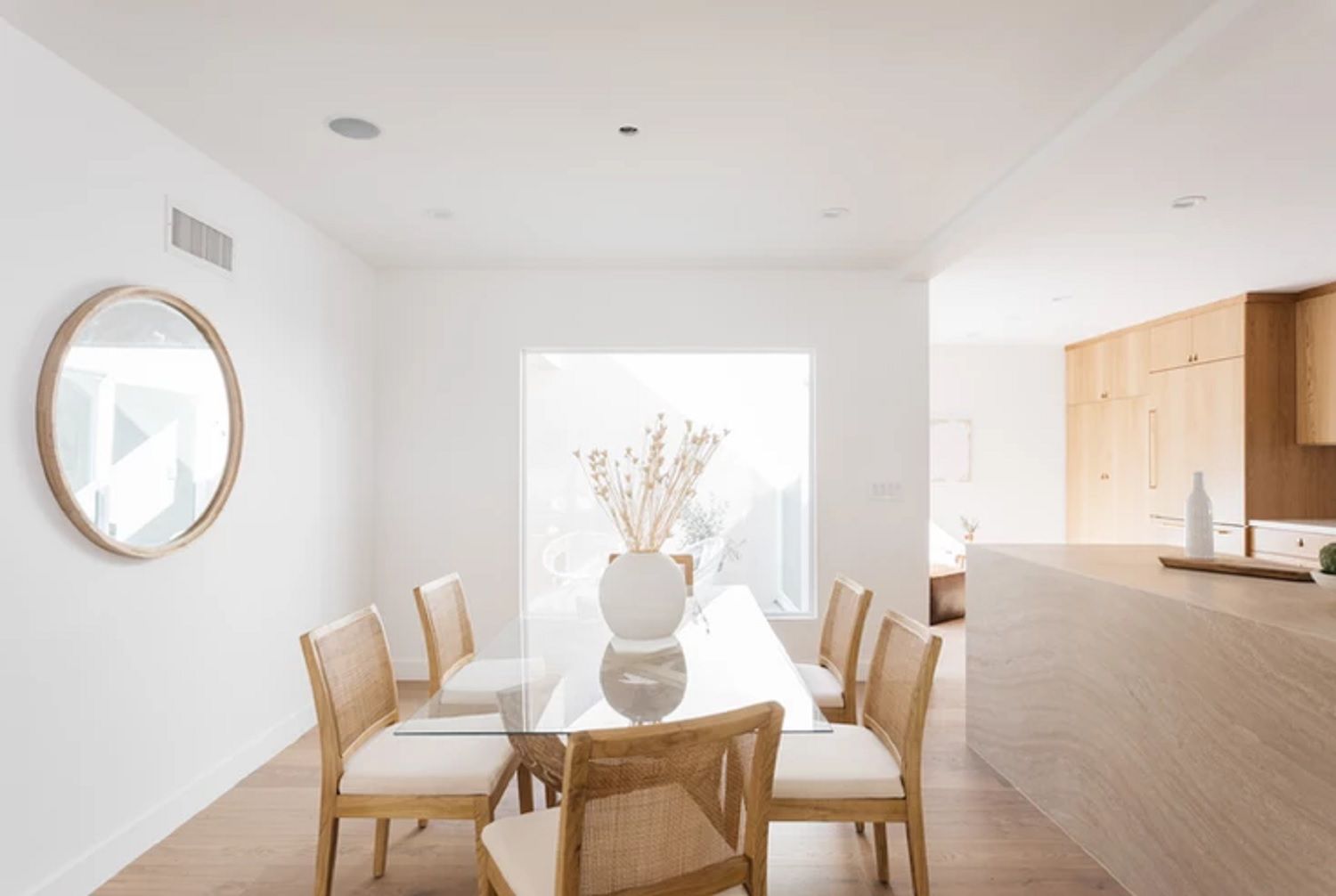 A travertine kitchen island
