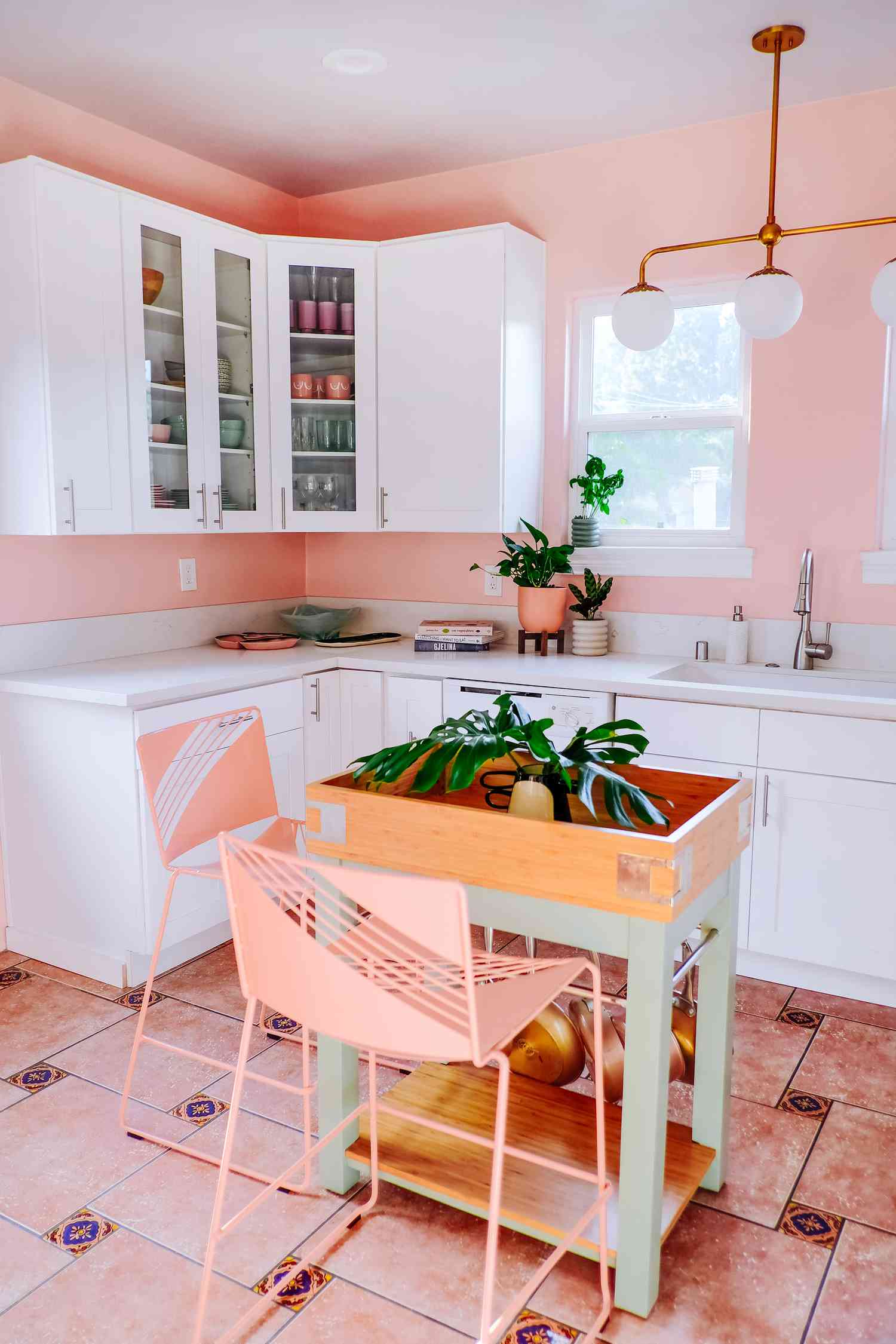 A small kitchen island