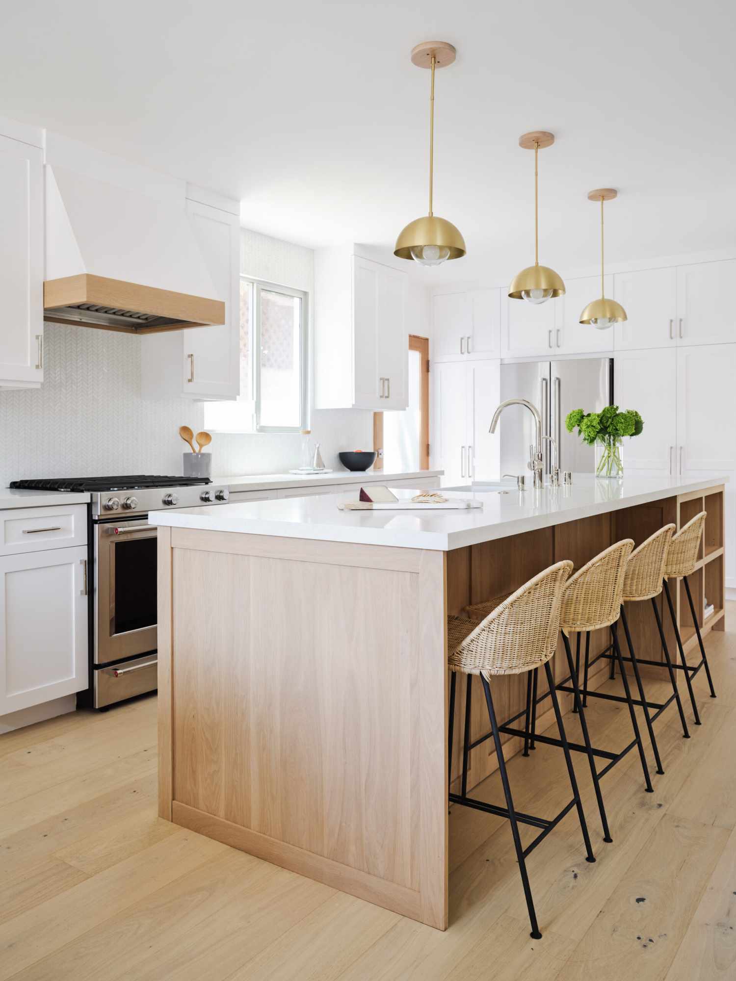 A wood kitchen island