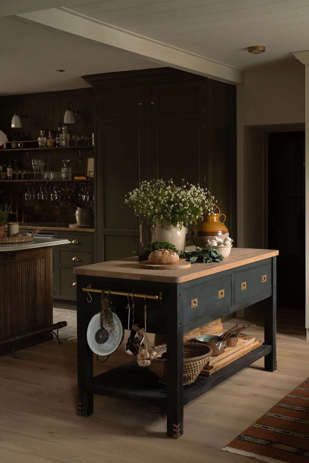 rustic and moody kitchen island