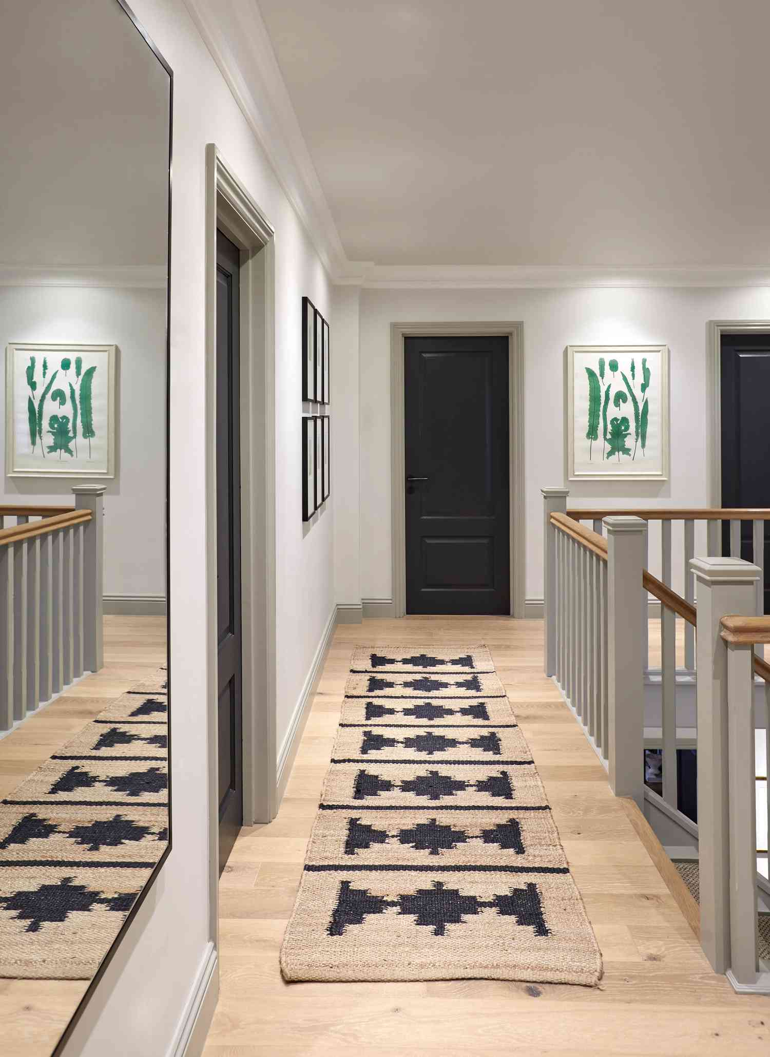 Jute runner rug in a narrow hallway