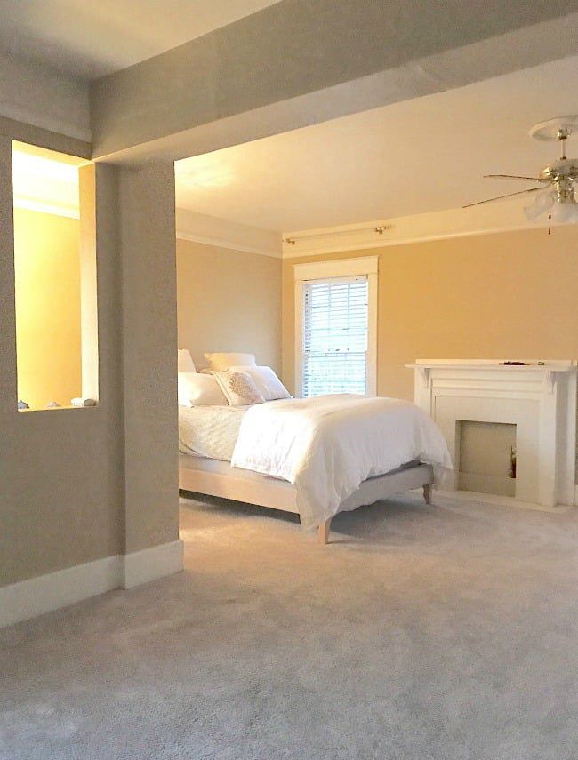 bedroom with fireplace makeover