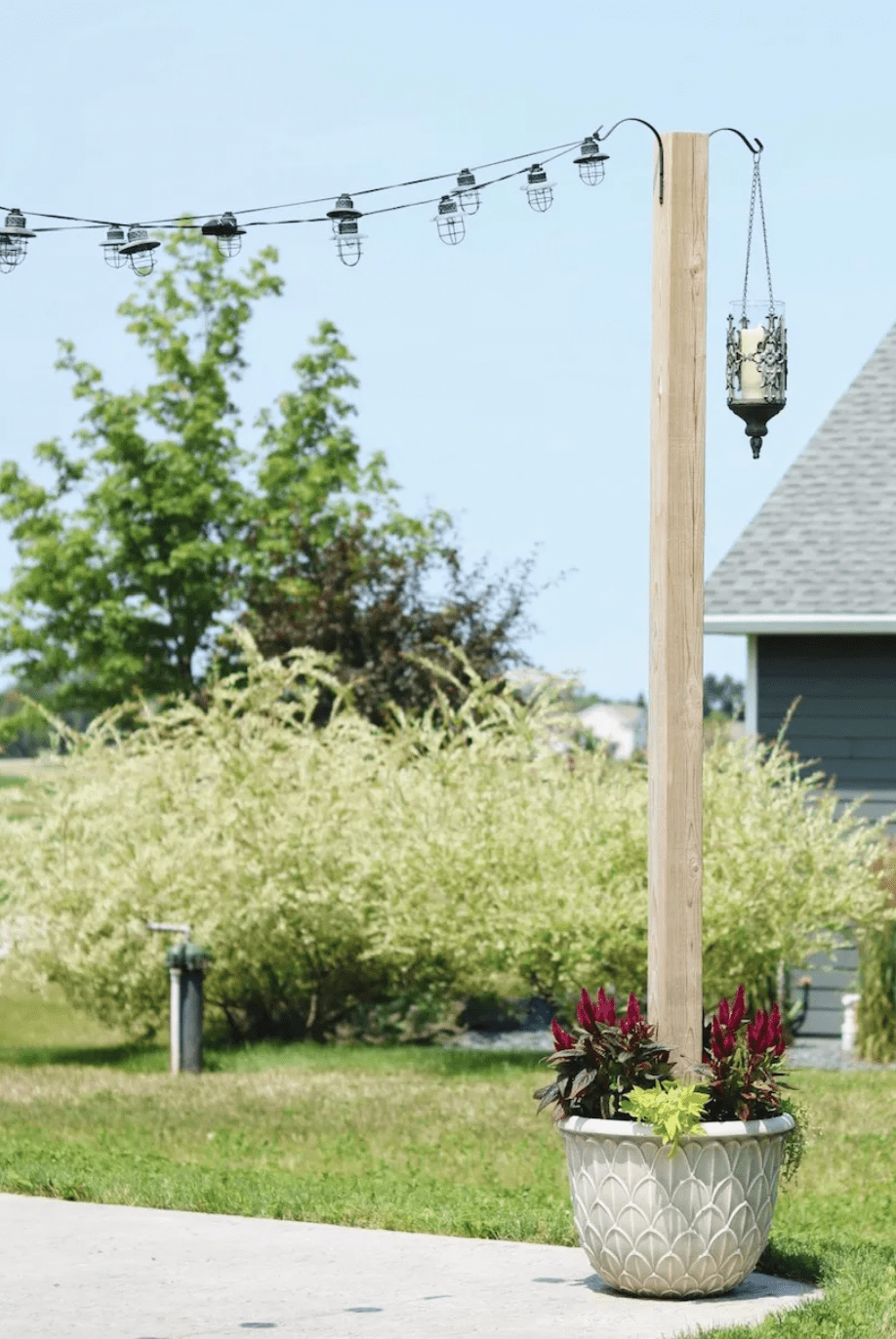 diy planter posts for string lights