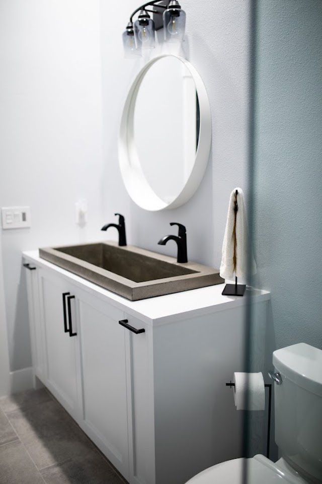 Slate blue bathroom