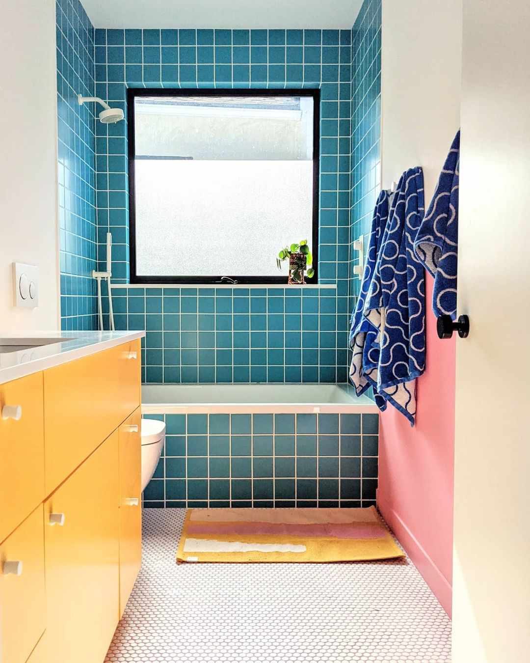 Colorblocked bathroom