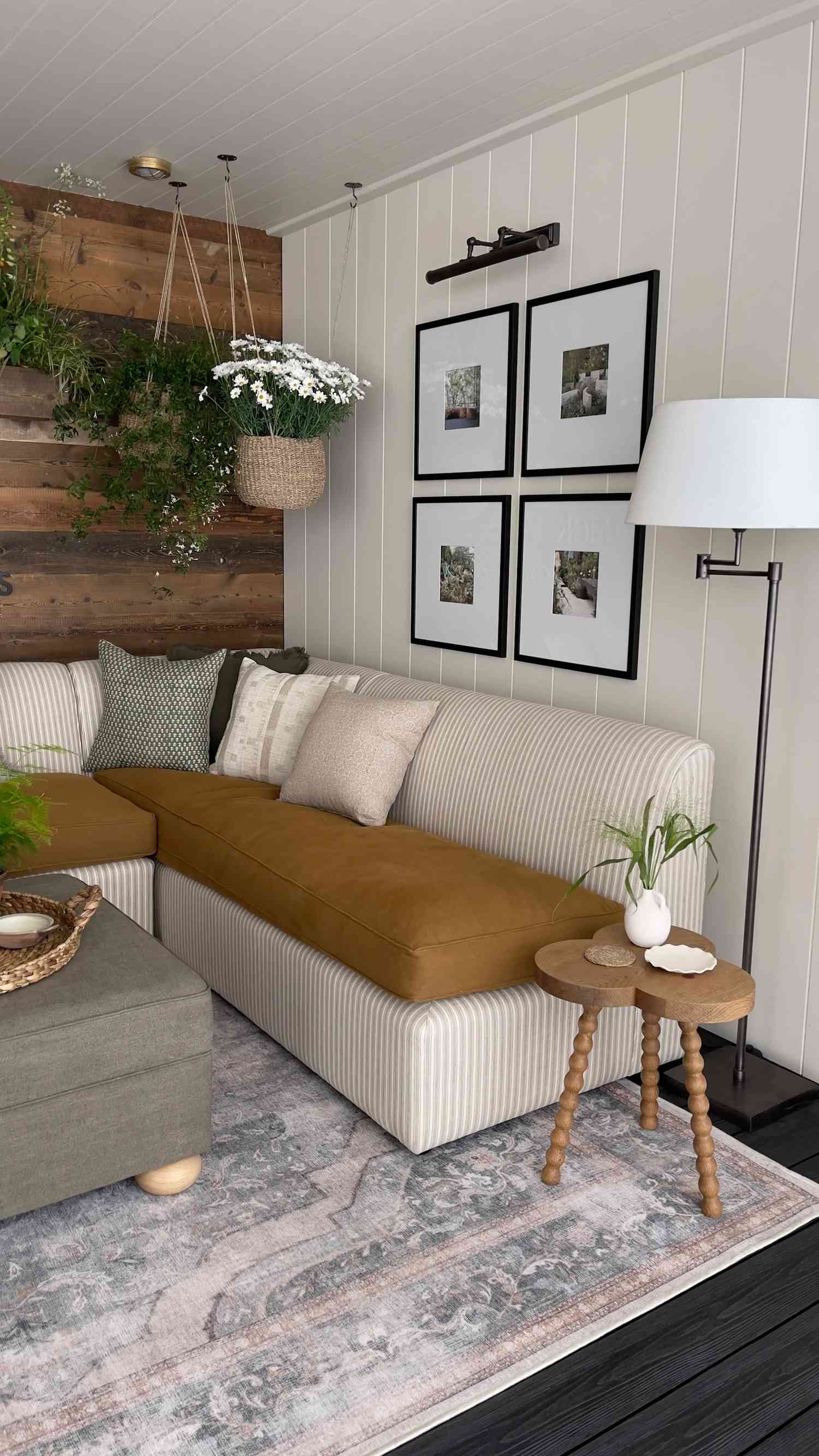 48 Small Sunroom Ideas for a Warm and Happy Space 36 Sunroom with white shiplap walls and a wood accent wall