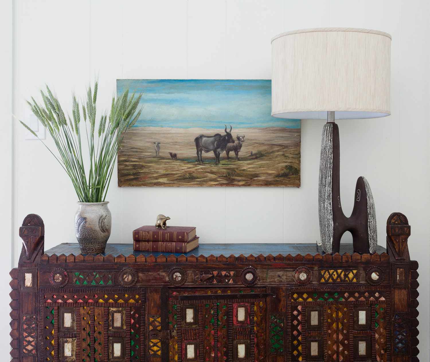 painted dresser accents