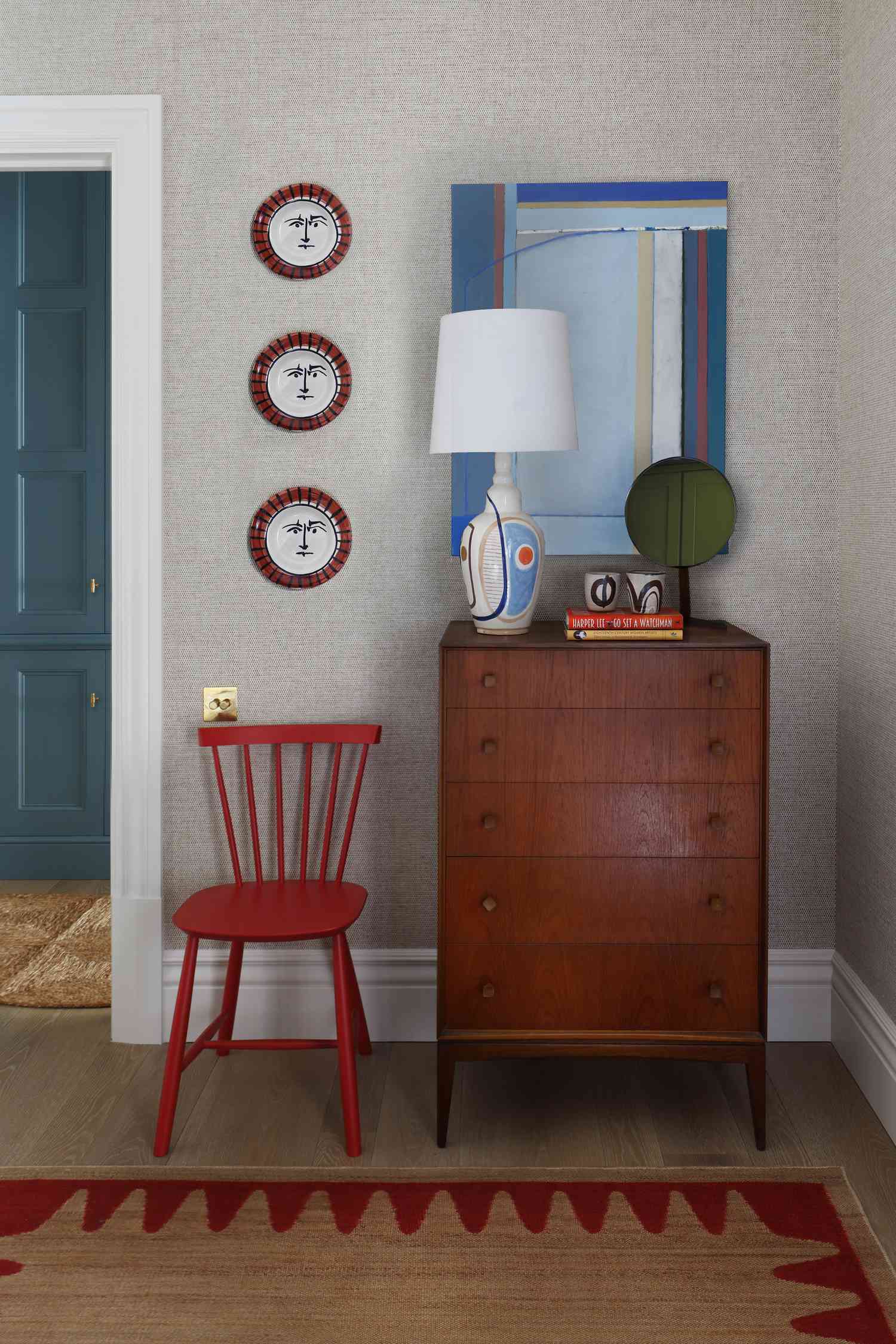set of plates hanging on wall