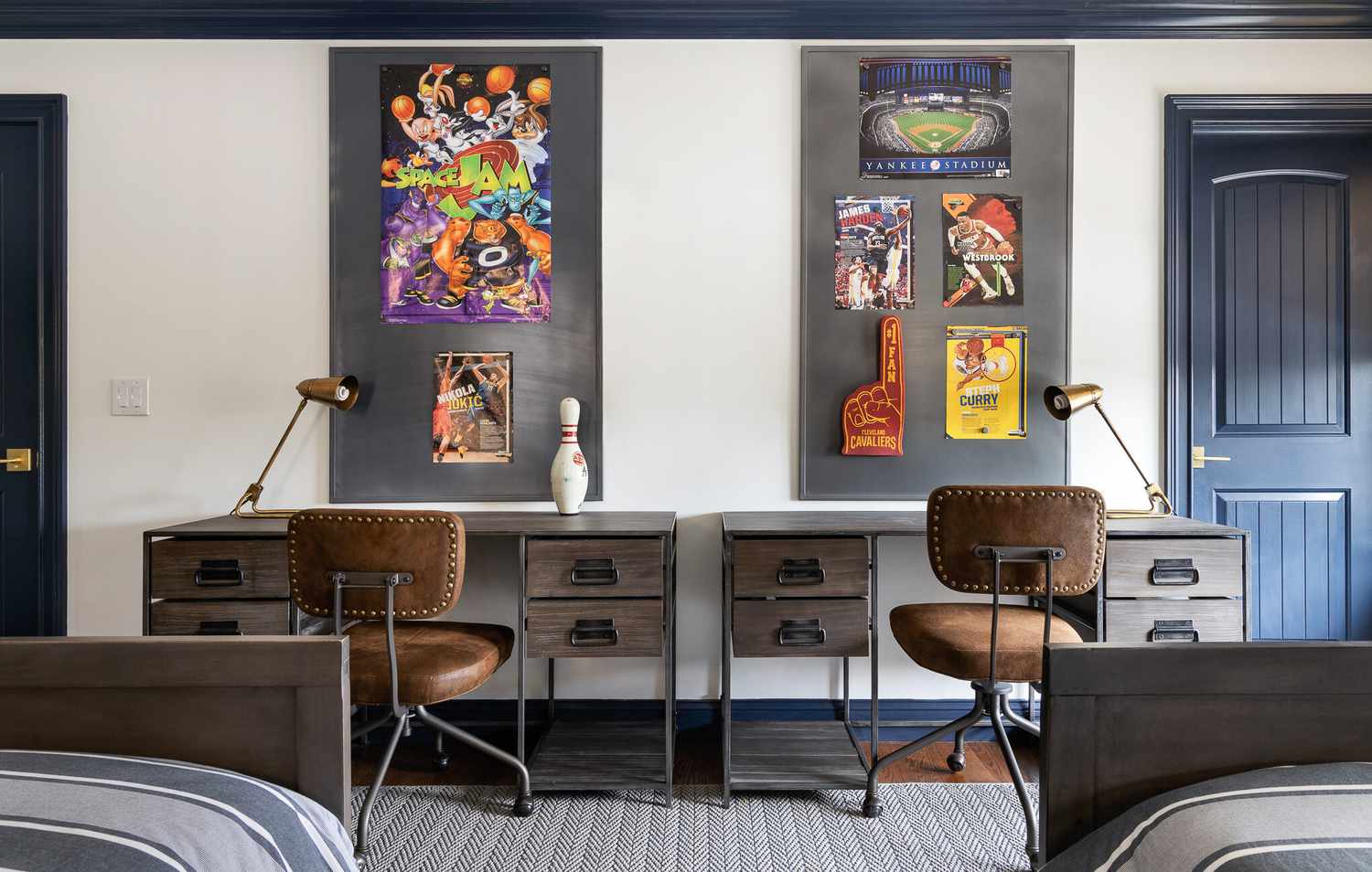 sports memorabilia in kids room