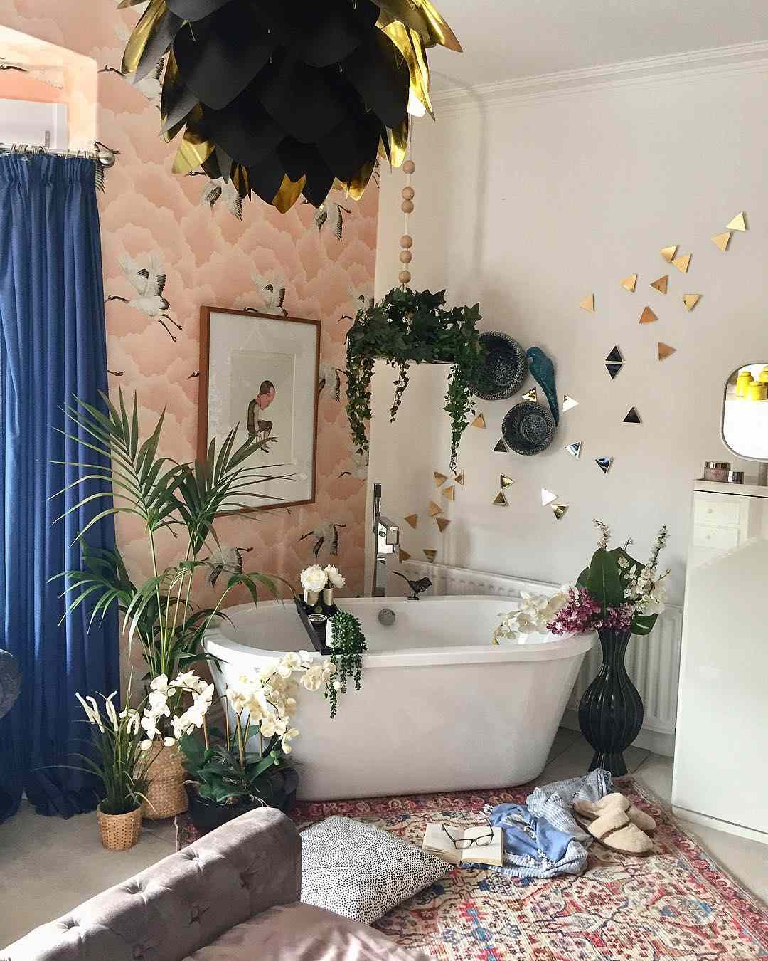 triangle shaped tiles on bathroom wall