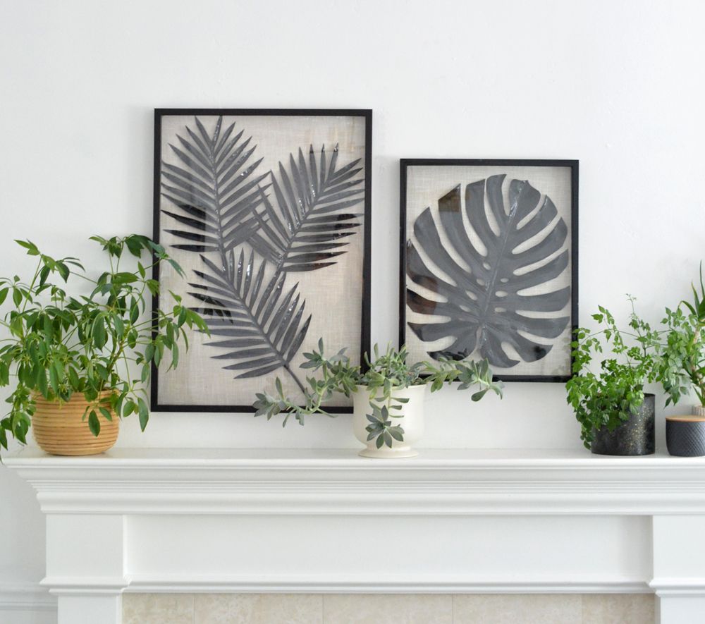 diy framed palm leaf shadowbox