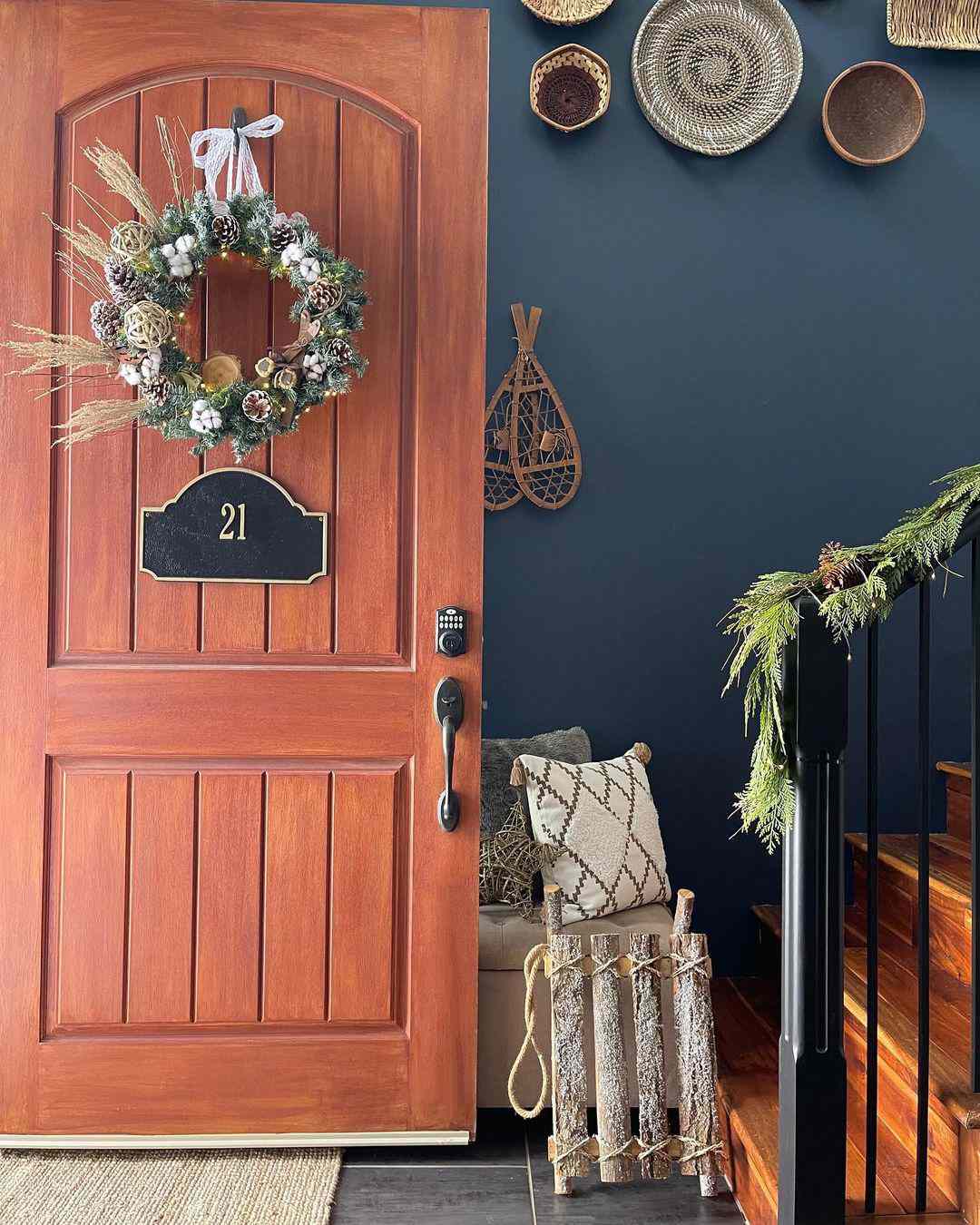 decorative snowshoes on wall