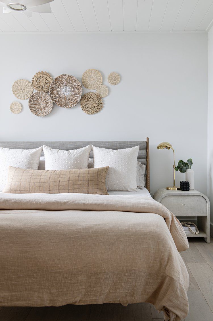 decorating with baskets over the bed