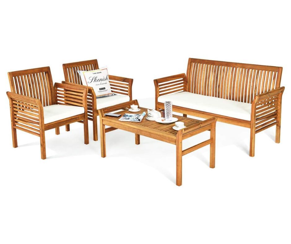 11 stilvolle Möbelsets im Freien, von denen Sie nicht glauben, dass sie von Amazon stammen - bei 80 US -Dollar starten 14 Acacia Wood 4-teiliges Set von Amazon.