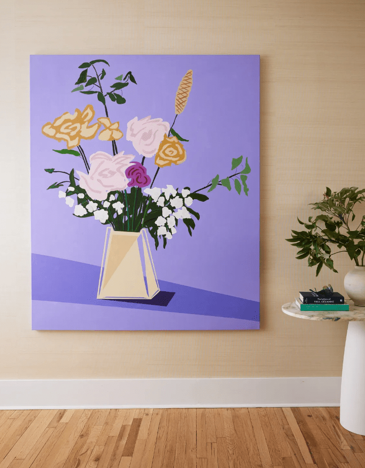 5 Dinge Design Profis tun es immer beim Kauf von Kunstwerken für ihre Häuser (und Sie sollten auch) 6 große lila Kunstdarschleinwand