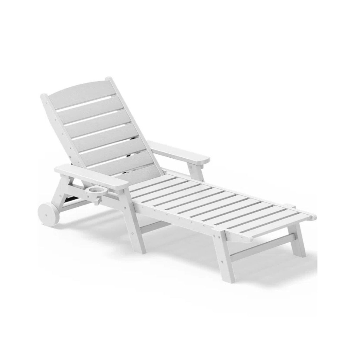 12 unserer beliebtesten Outdoor -Möbelstücke von Wayfair, alle unter 150 US -Dollar 8 Ein weißer hölzerne Adirondack -Lieger -Lounge -Stuhl