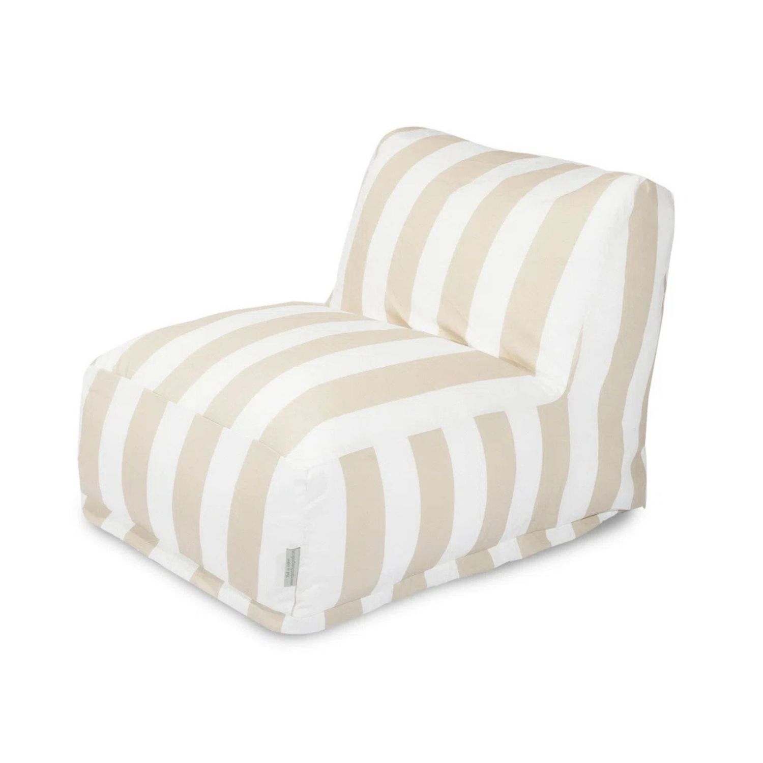12 unserer beliebtesten Outdoor -Möbelstücke von Wayfair, alle unter 150 US -Dollar 6 Ein beige und weiß gestreiftes Bohnensackstuhl im Freien