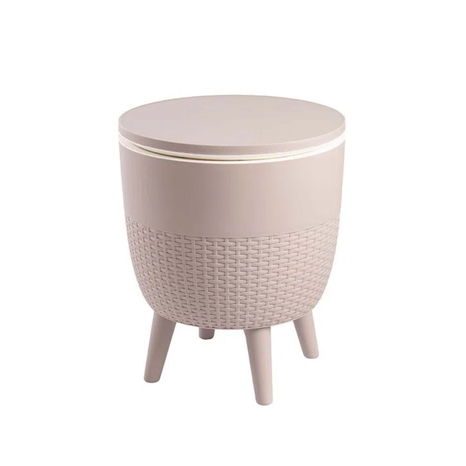 12 unserer beliebtesten Outdoor -Möbelstücke von Wayfair, alle unter 150 US -Dollar 18 Ein Taupe Rattan-Look Side 2-in-1-Seitentisch und Kühler