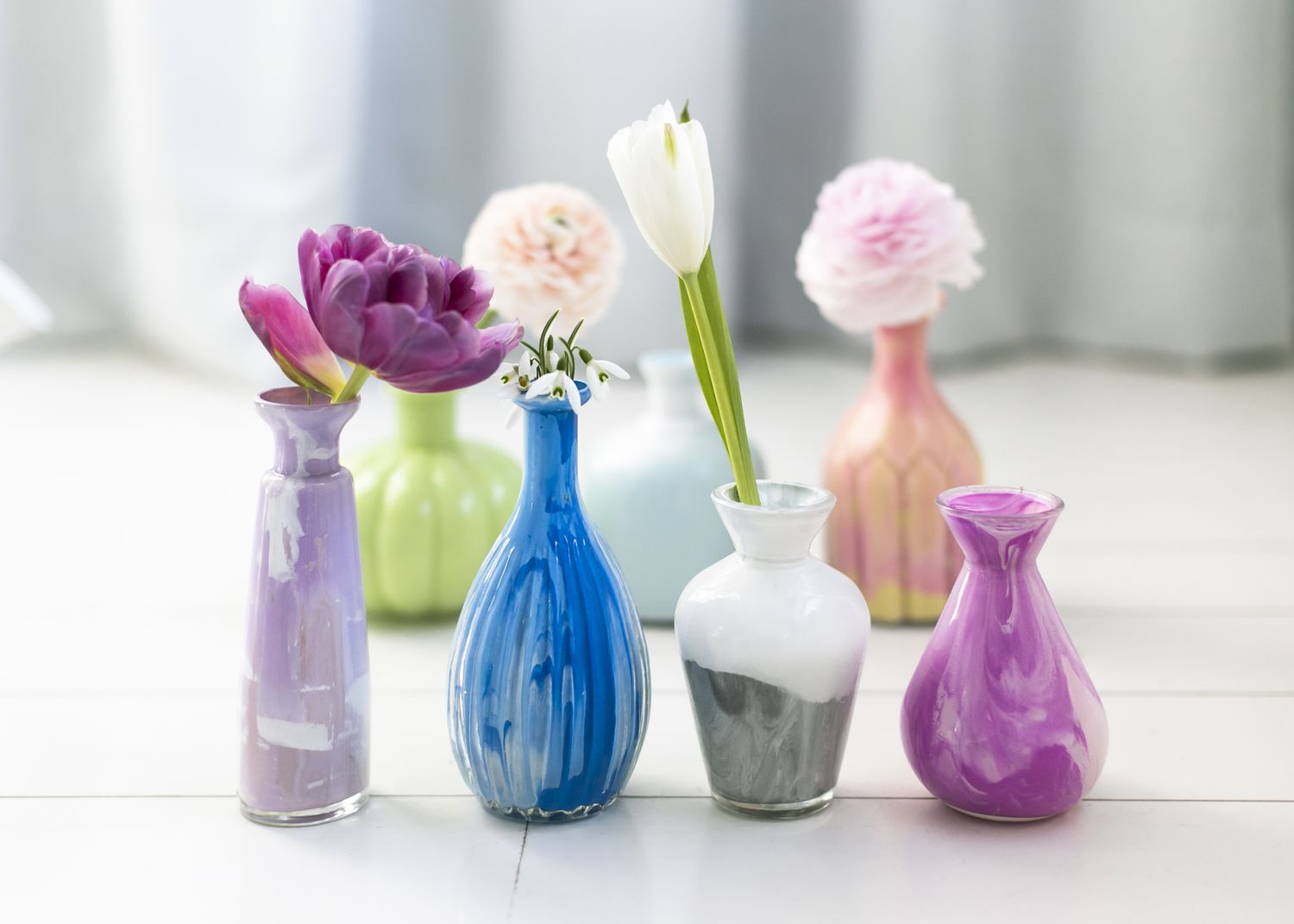 Glasvasen gestrichene DIY -Blumenhalter