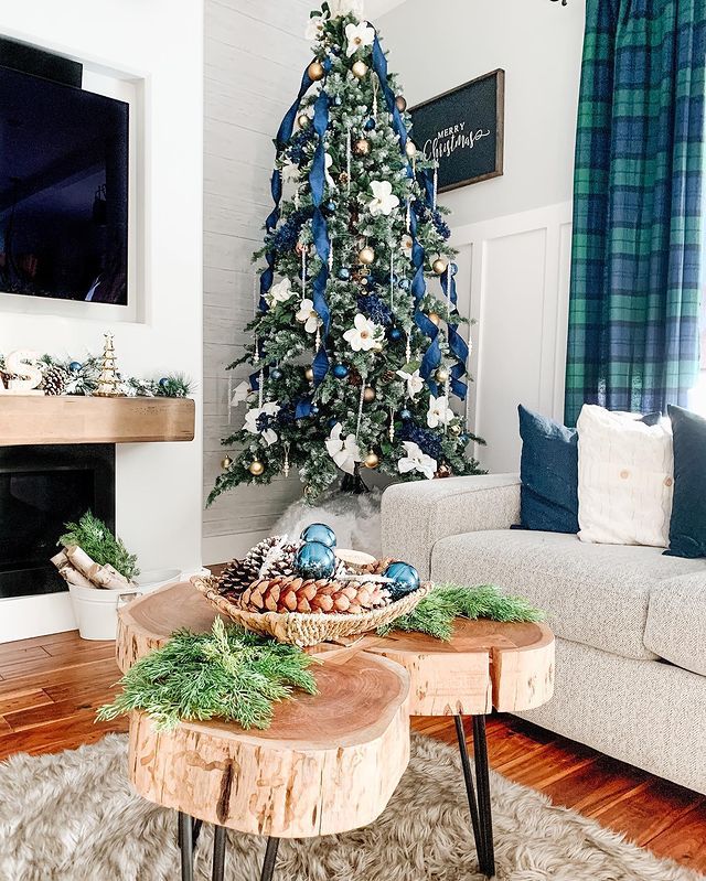 white, blue, and green christmas tree ideas