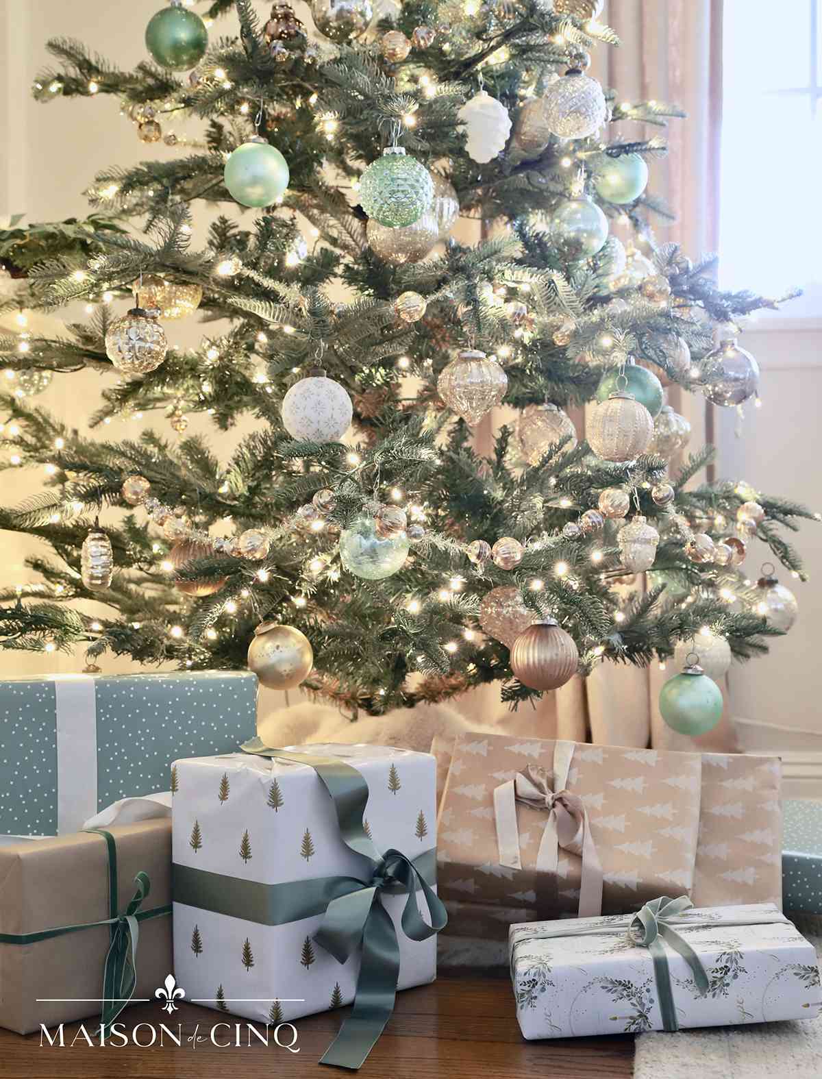 sage green christmas tree ideas