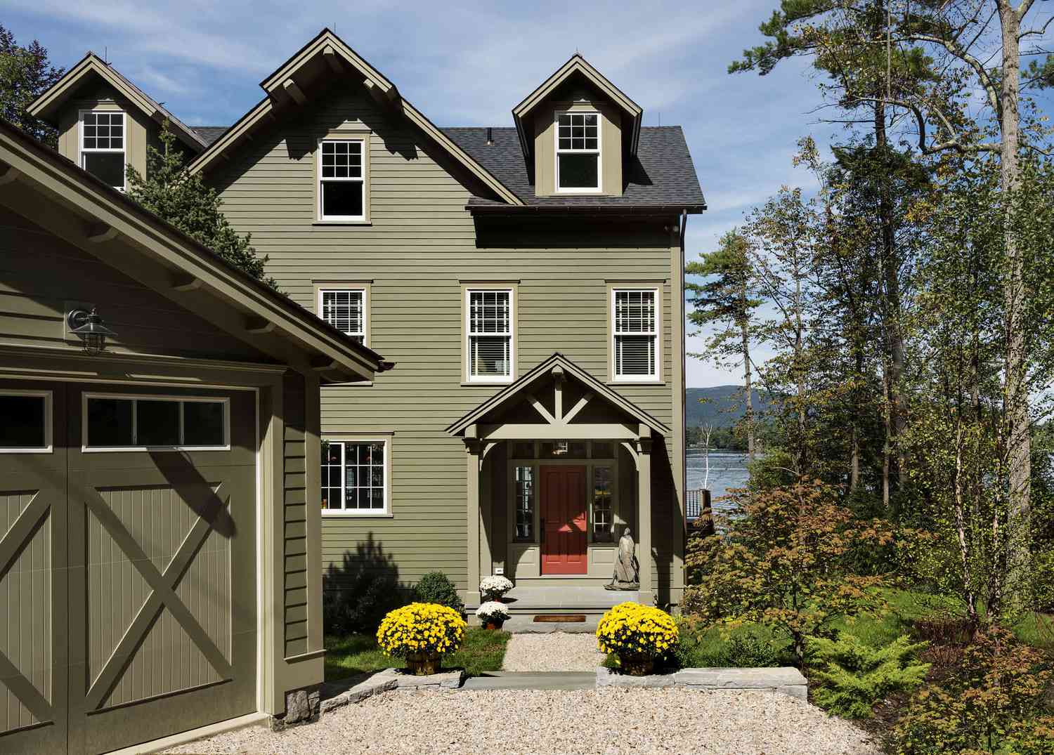 dark sage exterior home paint color ideas