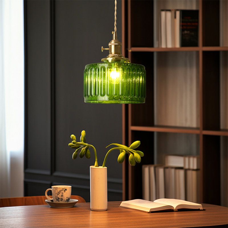 Winston Porter Vintage Green Glass Anhängerlampe