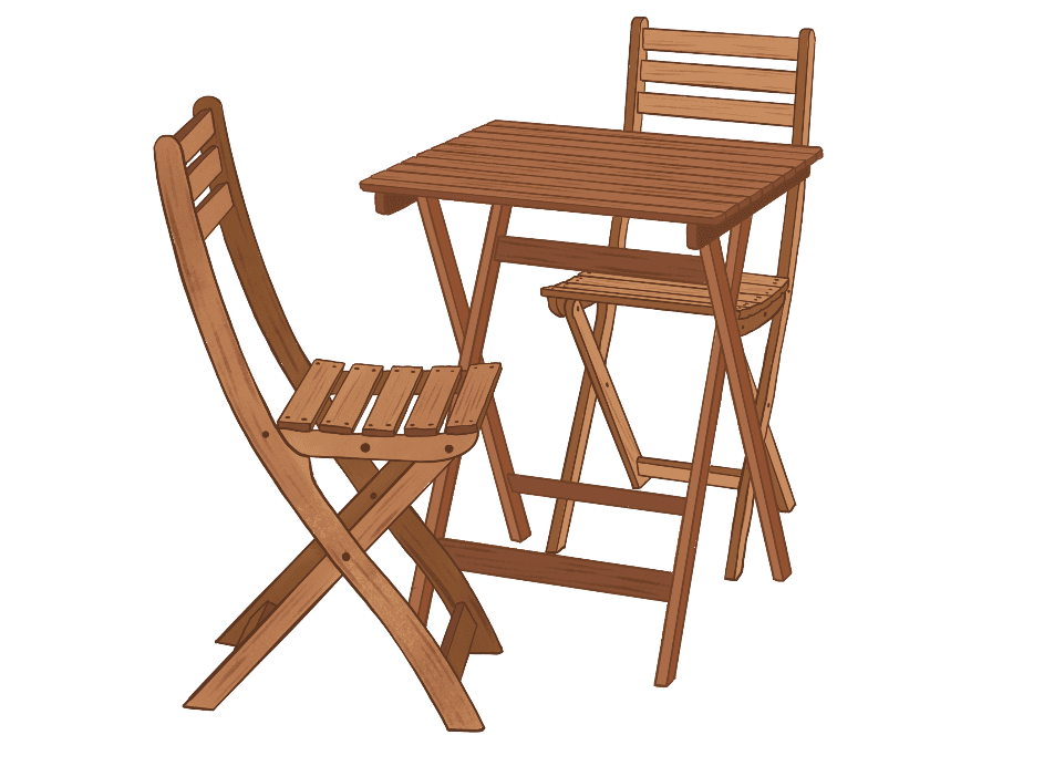 Springen Sie ins Freie: Bereiten Sie Ihren Raum für das Leben im Freien vor 2 Illustration von Terrassentisch und Stühlen