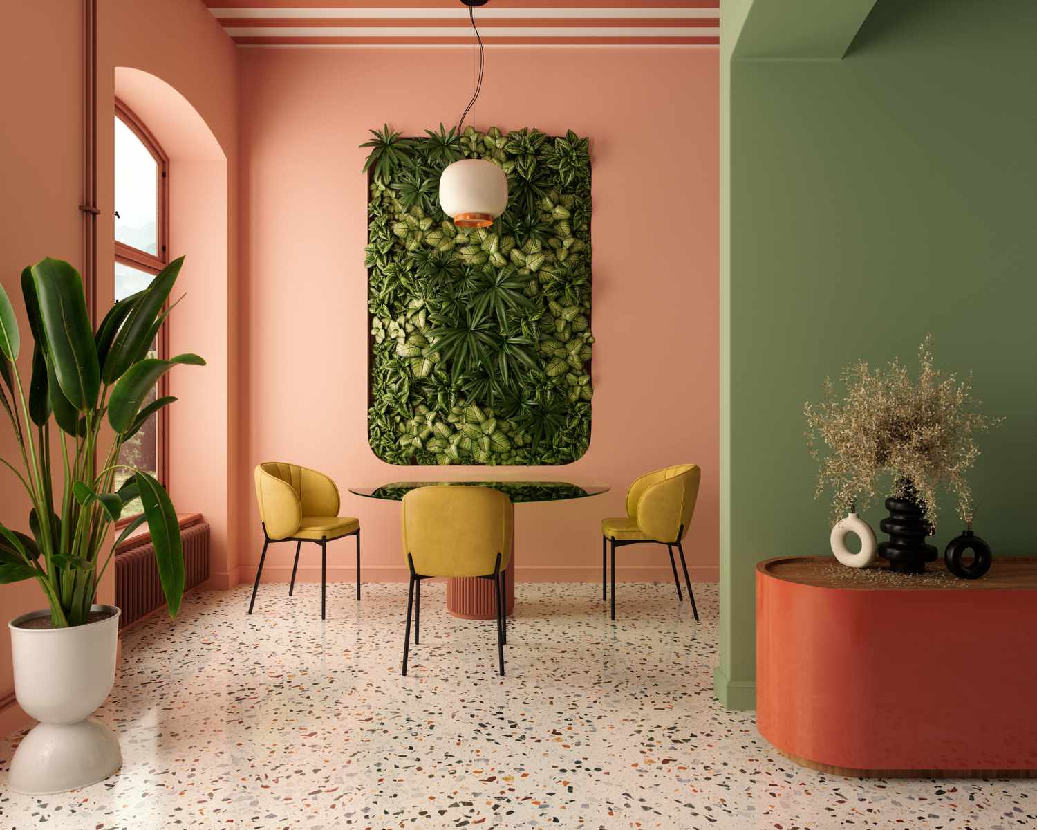 Lebende Wand Mitte des Jahrhunderts Mitte des Jahrhunderts moderner Wohnzimmer