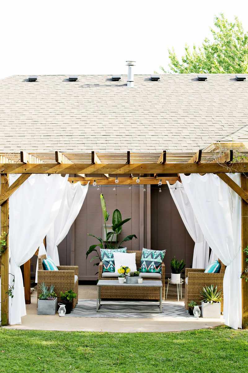DIY Patio Pergola Vorhang Ideen