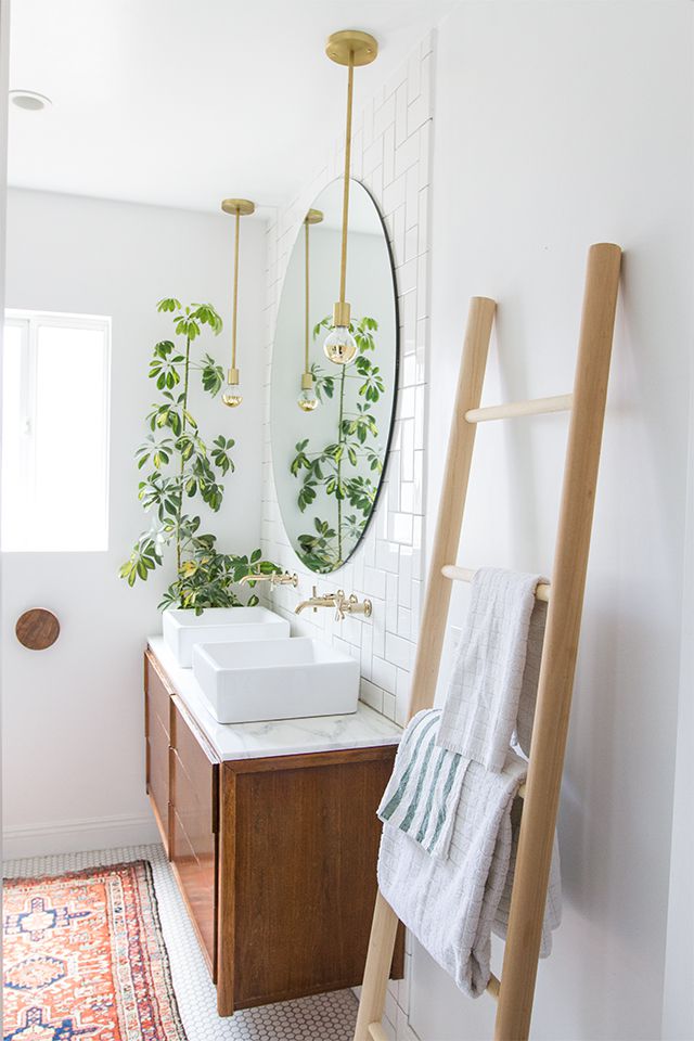 ladder for hanging towels in the bathroom